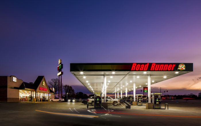 Road Runner store at dusk